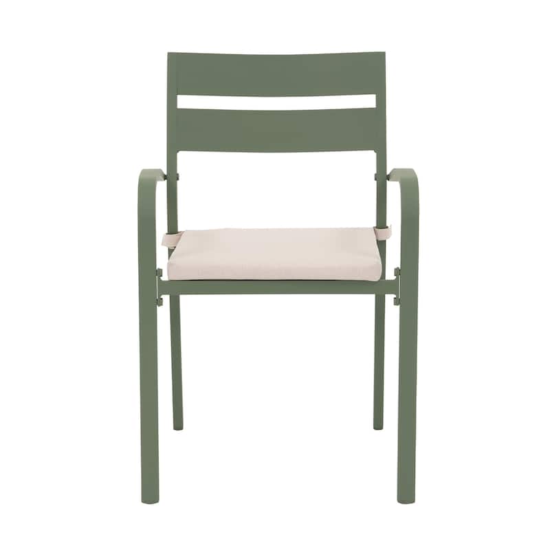 Outdoor Stackable Aluminum Dining Chair with Cushion (Set of 4)