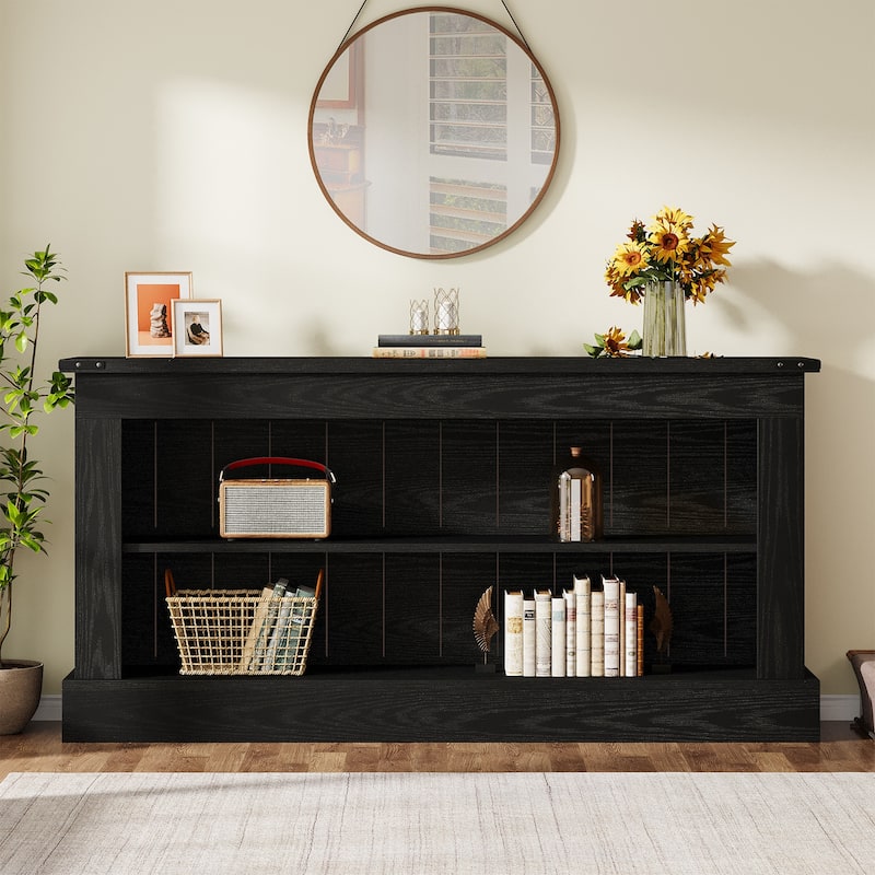 63 Inch Long Console Table with 3 Tiers Storage Shelves for Entryway - 11.81"D x 63"W x 33.3"H