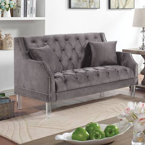 Furniture of America Clarkes Gale Traditional Grey Tufted Loveseat