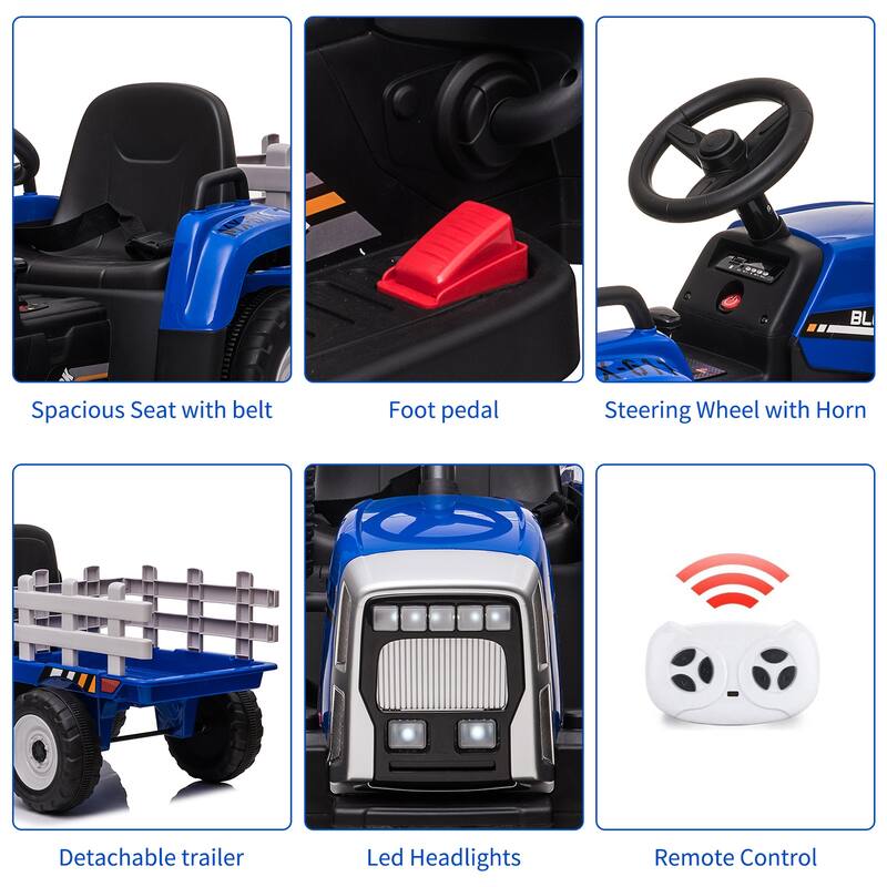 12V 35W Ride on Tractor with Trailer & Remote Control