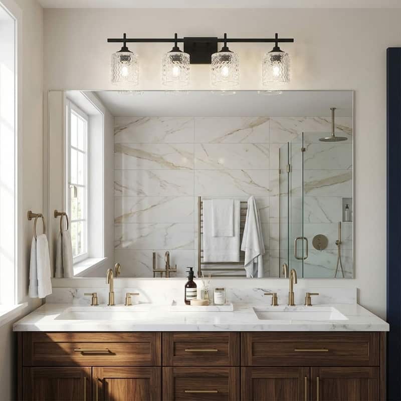 Acroma 4-light Modern Dimmable Bathroom Vanity Light with Art Glass
