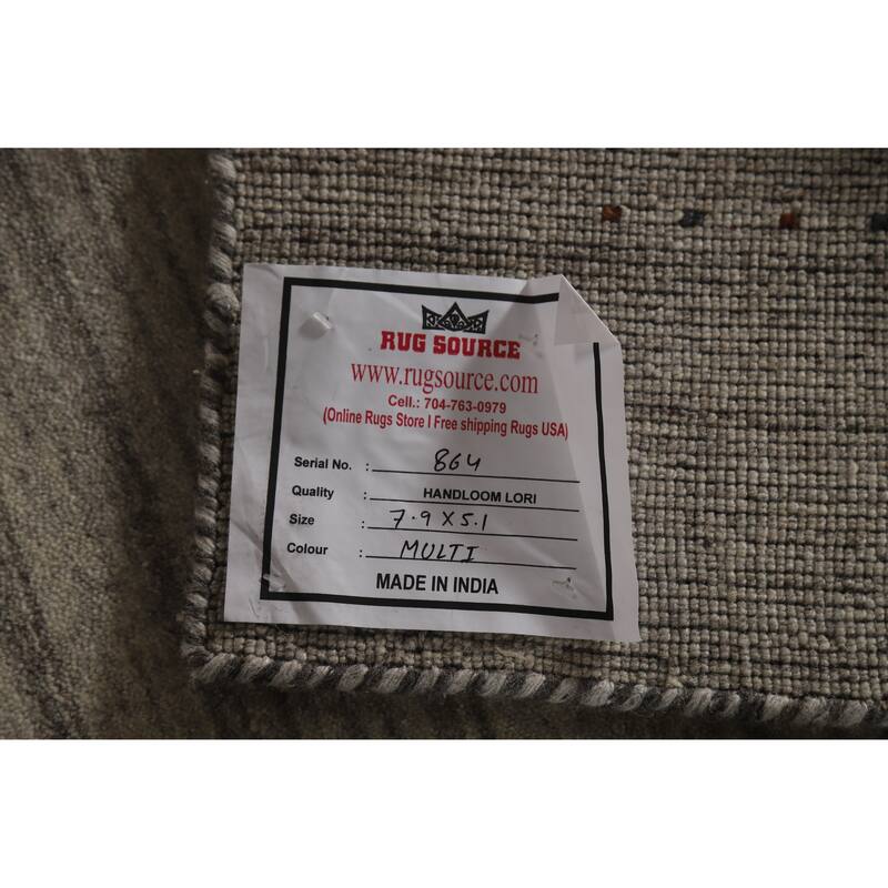 Hand Knotted Oriental 100% Wool Carpet Tribal Animal Pictorial Beige & Ivories Gabbeh Area Rug - 7' 9'' X 5' 1''
