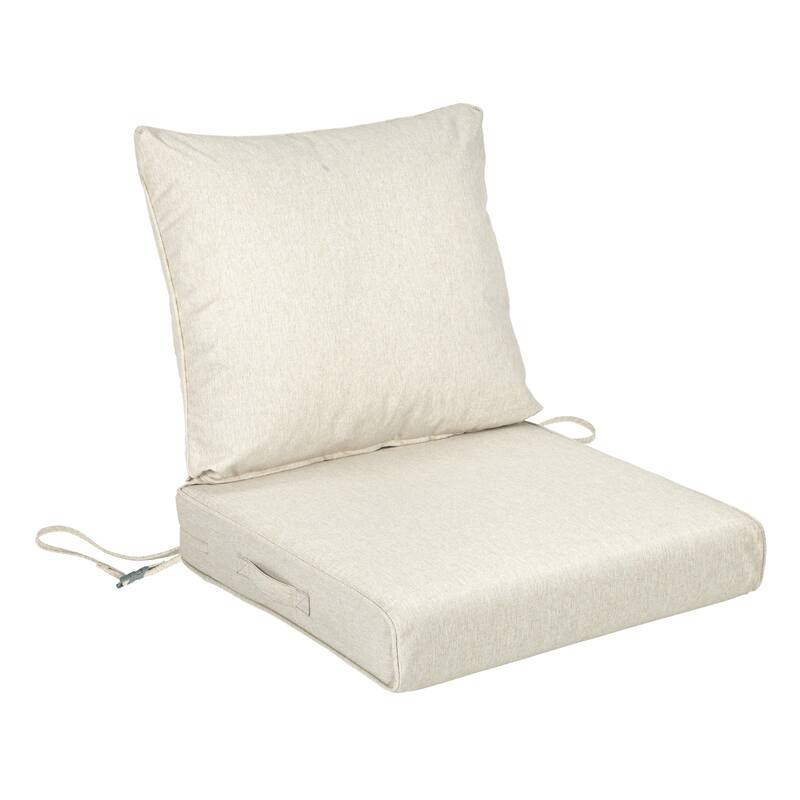 Aoodor Outdoor Deep Seat Cushion Set, Waterproof Patio Furniture Cushions with Adjustable Straps & Removable Cover - 23"x26" - Khaki