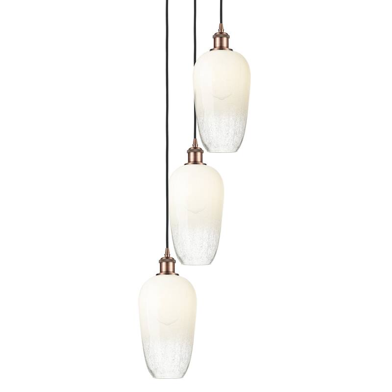 Innovations Lighting 113B-3P-46-14 Brookhaven Flute Pendant Brookhaven - Antique Copper / Opal