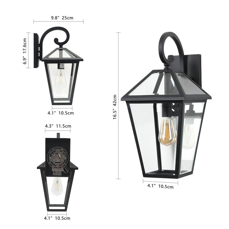 Outdoor Black Lantern Sconce Light, 2-Pack - 2 Pack