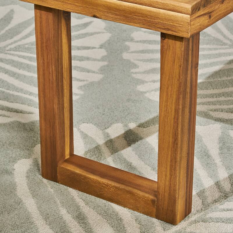 Roomfitters Outdoor Acacia Wood Dining Bench with Rectangular Legs and Slatted Top