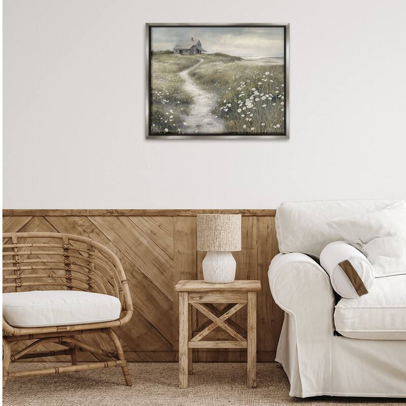 Stupell Path To Coastal Cottage Framed Floater Canvas Wall Art Design By Imagine It Images