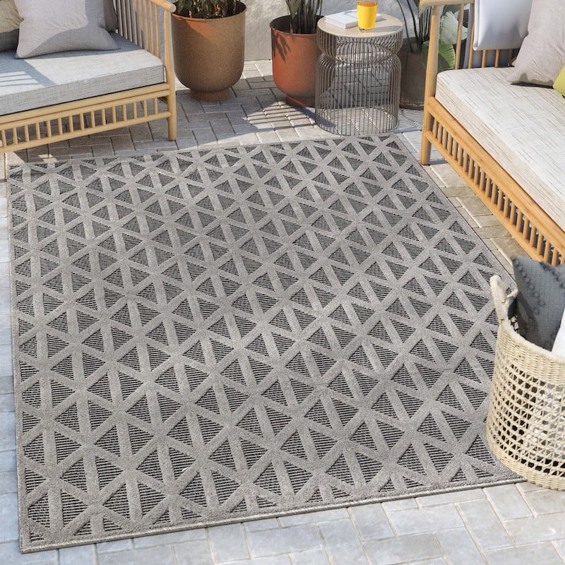 Well Woven Sila Ciel Modern Geometric Indoor Outdoor Area Rug