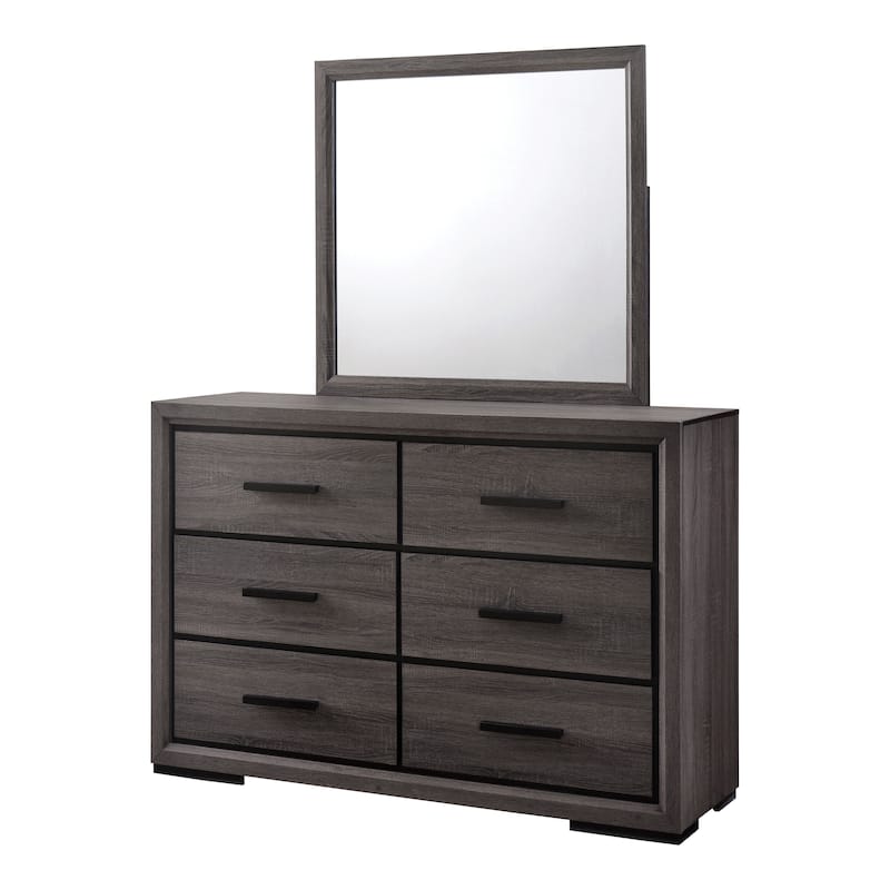 Rothwell Contemporary Grey Wood 2-piece 6-Drawer Dresser and Mirror Set by Furniture of America