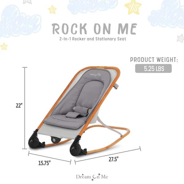 dimension image slide 2 of 3, Dream On Me Rock with Me 2-in-1 Rocker & Stationary Seat