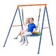 preview thumbnail 1 of 3, Iron with round swing blue children's swing set - Metal