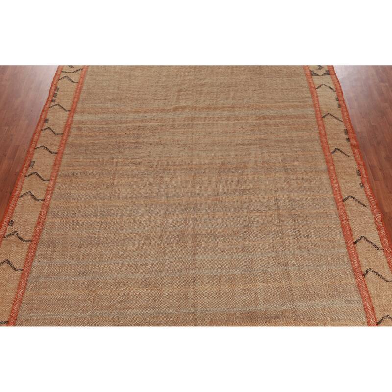 Hand Woven Oriental 100% Jute Carpet Southwestern Modern Brown Kilim Area Rug - 13' 4'' X 10' 6''