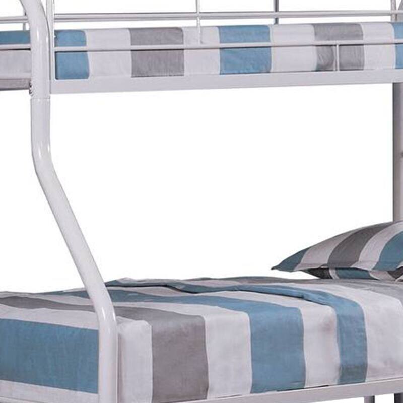 Fegy Twin over Full Bunk Bed with Ladder and Rails, Silver Metal Frame