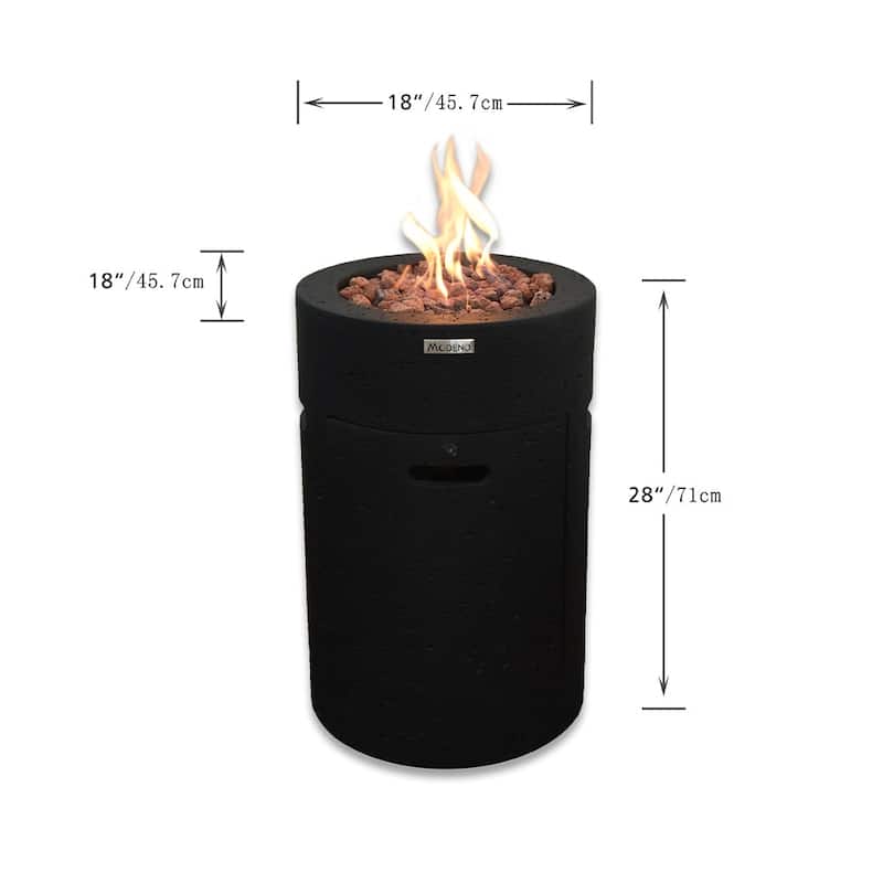 Modeno Lava Tube 18" Outdoor Firepit Table Concrete Patio Heater