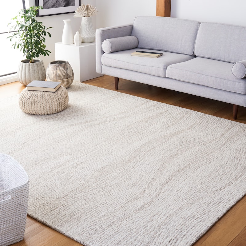 SAFAVIEH Handmade Metro Annarosa Modern Abstract Wool Rug - 8' x 10' - Natural/Ivory - Rectangle