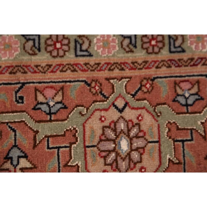 Geometric Tabriz Oriental Rug Handmade Wool Carpet - 5'1" x 6'11"