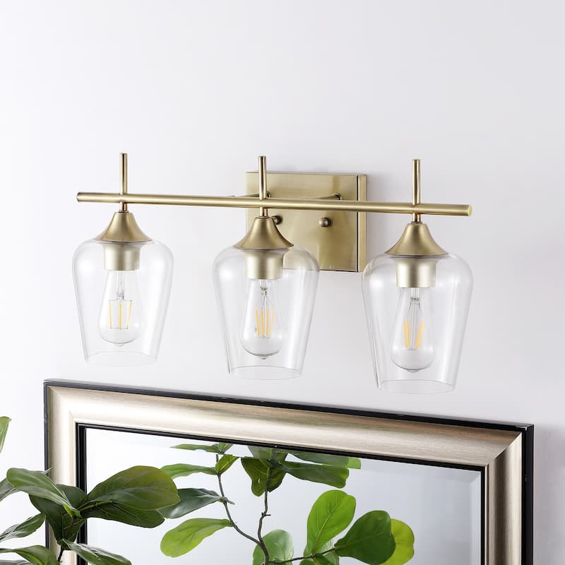 GetLedel 3-Light Dimmable Bathroom Vanity Light Wall Sconce with Clear Glass Shades