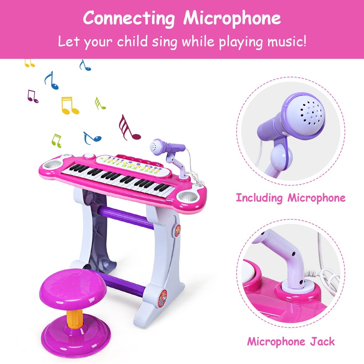 toddler piano with microphone