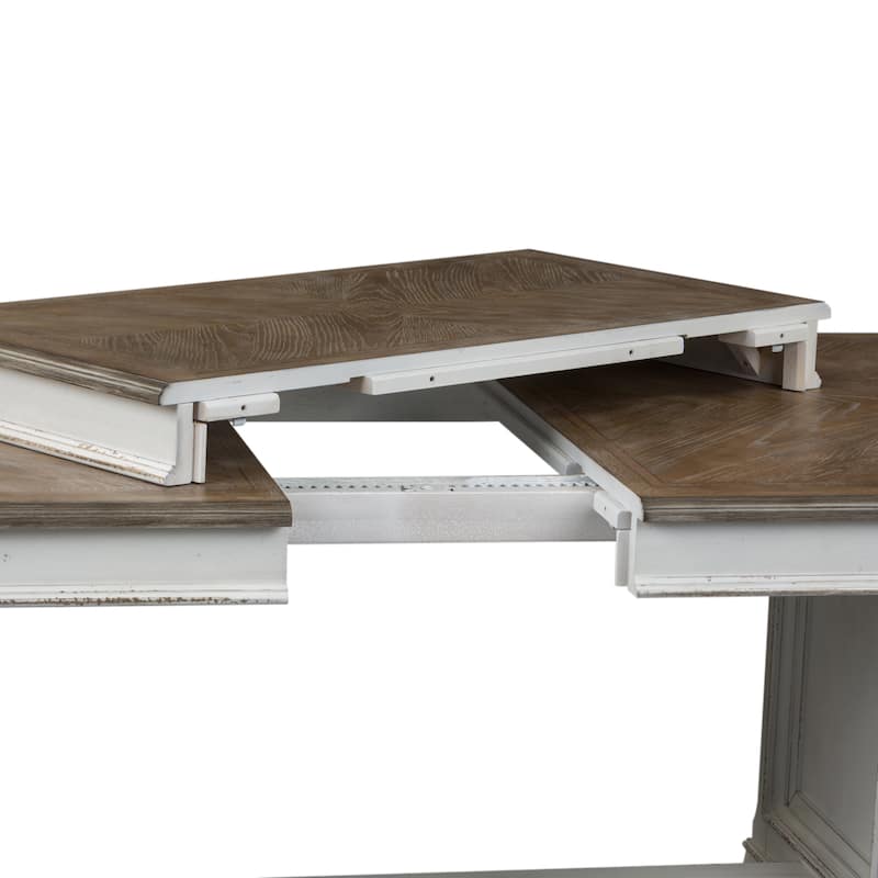 Abbey Park Weathered Brown & Antique White Trestle Table