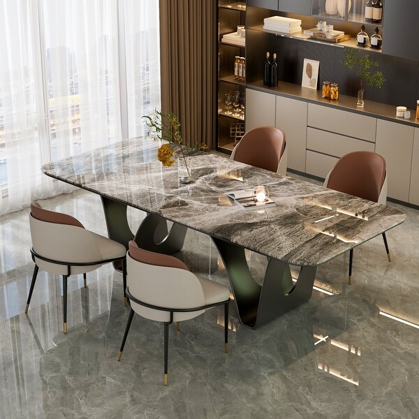 Set of 2 Microfiber Leather Upholstered Dining Chairs with Metal