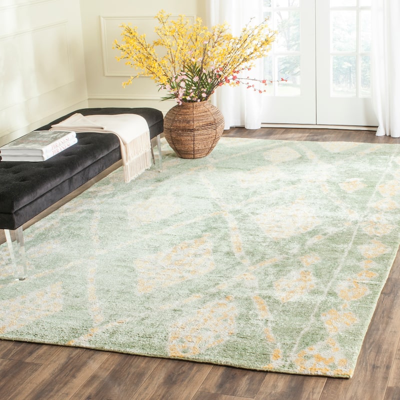SAFAVIEH Couture Handmade Moroccan Oshra Modern Viscose Rug - 9' x 12' - Green/Multi