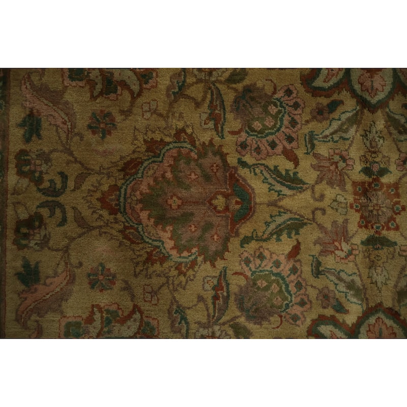 Hand Knotted Oriental 100% Wool Carpet Traditional Floral Yellow & Gold Agra Area Rug - 10' 0'' X 7' 10''