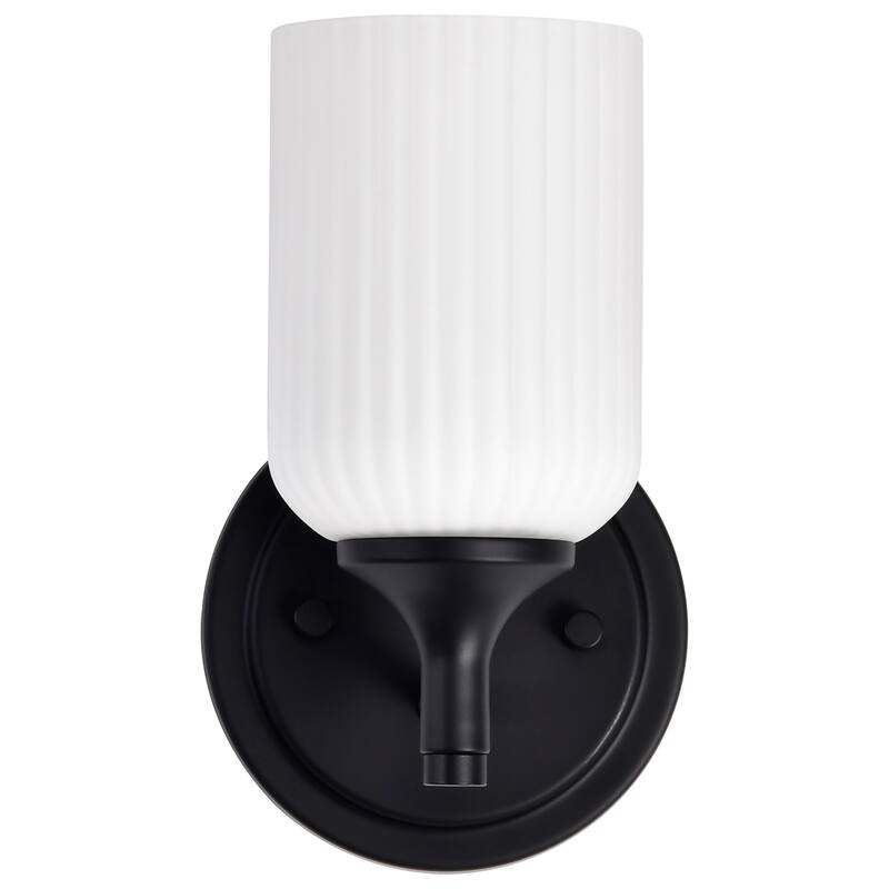 Solara 1 Light Wall Sconce Matte Black Finish Frosted Ribbed Glass - Matte Black