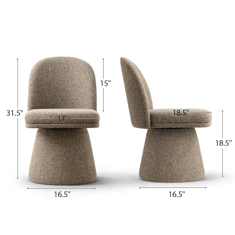 Swivel Fabric Upholstered Dining Chair(Set of 2)