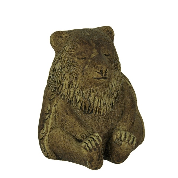 Designer Stone Driftwood Gray Zen Bear Concrete Statue - 5.75 X 4 X 4 inches