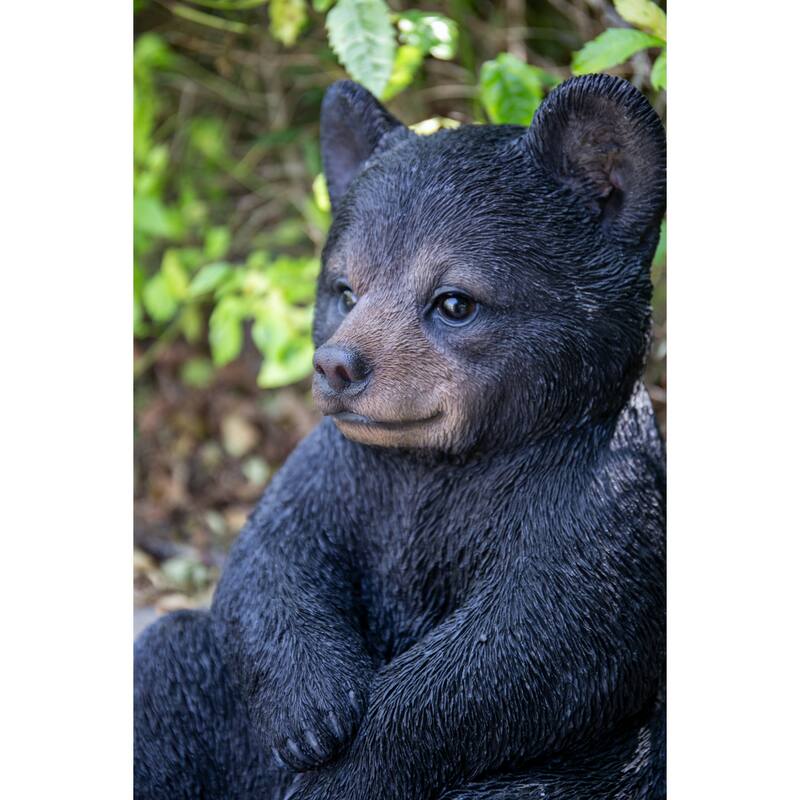 14.25" Sitting Bear Cub Outdoor Garden Statue