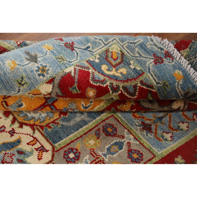 Garden Design Kazak Accent Rug Hand-Knotted Blue Wool Carpet - 4'0" x 5'10"