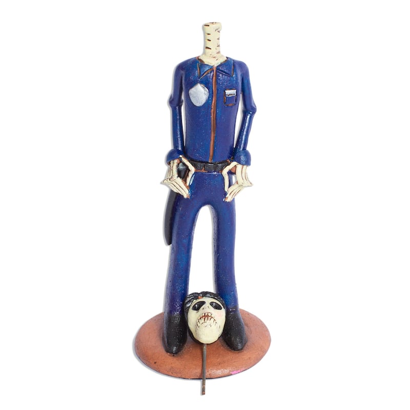 Novica Handmade Security Guard Catrin Ceramic Sculpture