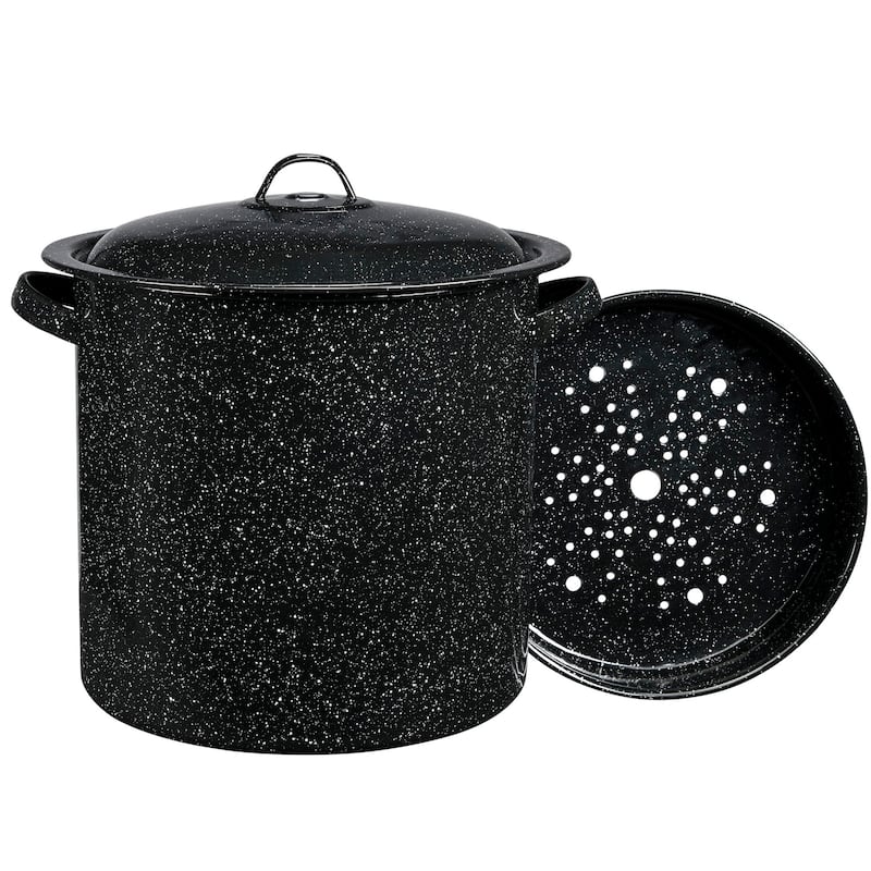 Granite Ware 15.5 Qt Steamer Pot With Rack Black - Black
