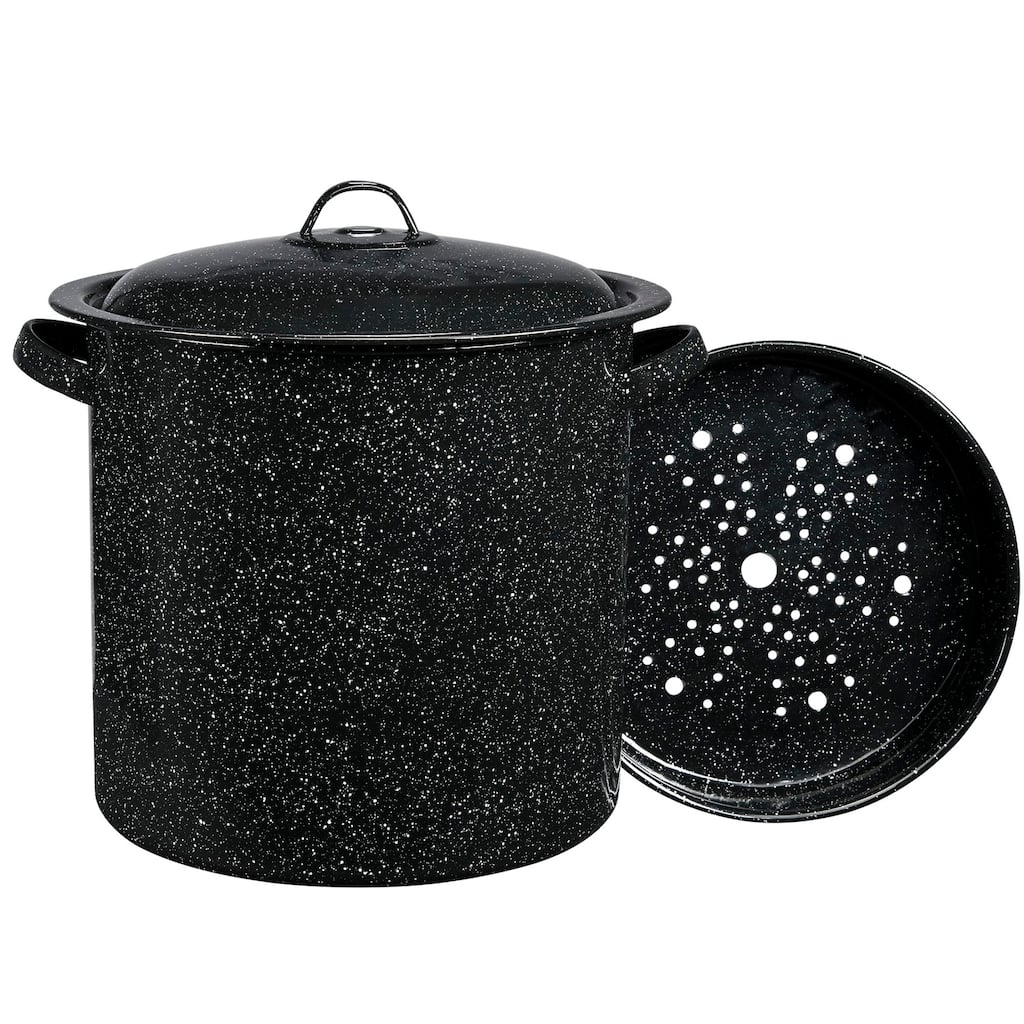 Granite Ware 15.5 Qt Steamer Pot With Rack Black