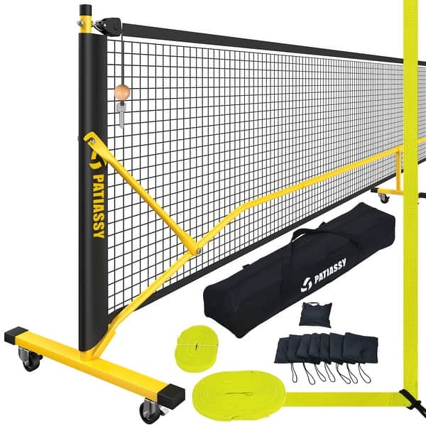 Patiassy Pickleball Net Set with Wheels and Pickleball Court Marking