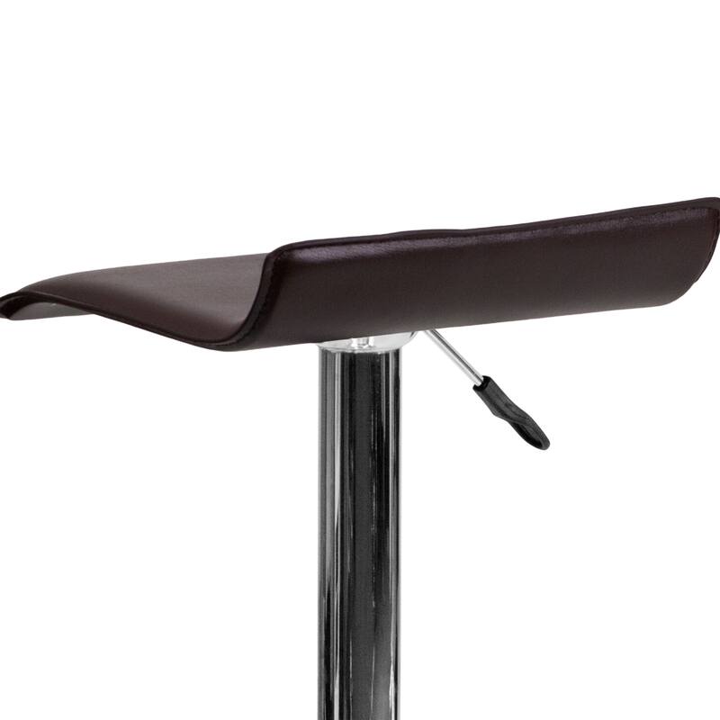 2 Pack Contemporary Vinyl Adjustable Height Barstool with Solid Wave Seat - 15"W x 15"D x 25.5" - 34"H