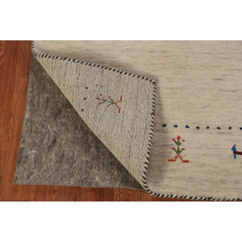 Tribal Gabbeh Oriental Foyer Rug Hand-Knotted Wool Carpet - 3'3"x 4'11"