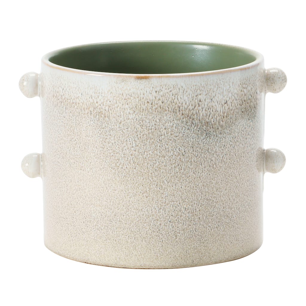 Stoneware Planter, Cream Reactive Glaze (Each One Will Vary) (Holds 7" Pot)