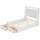preview thumbnail 7 of 16, Full Size Wood Platform Bed with Upholstered Headboard and 2 Drawers, White