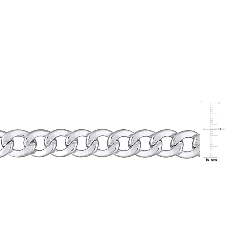 Miadora 12.5mm Curb Link Chain Bracelet Sterling Silver- 9 in
