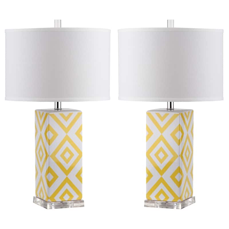 SAFAVIEH Lighting Anissa 27-inch Grey Diamonds Table Lamp (Set of 2) - 15"x15"x27" - 15Wx15Dx27H