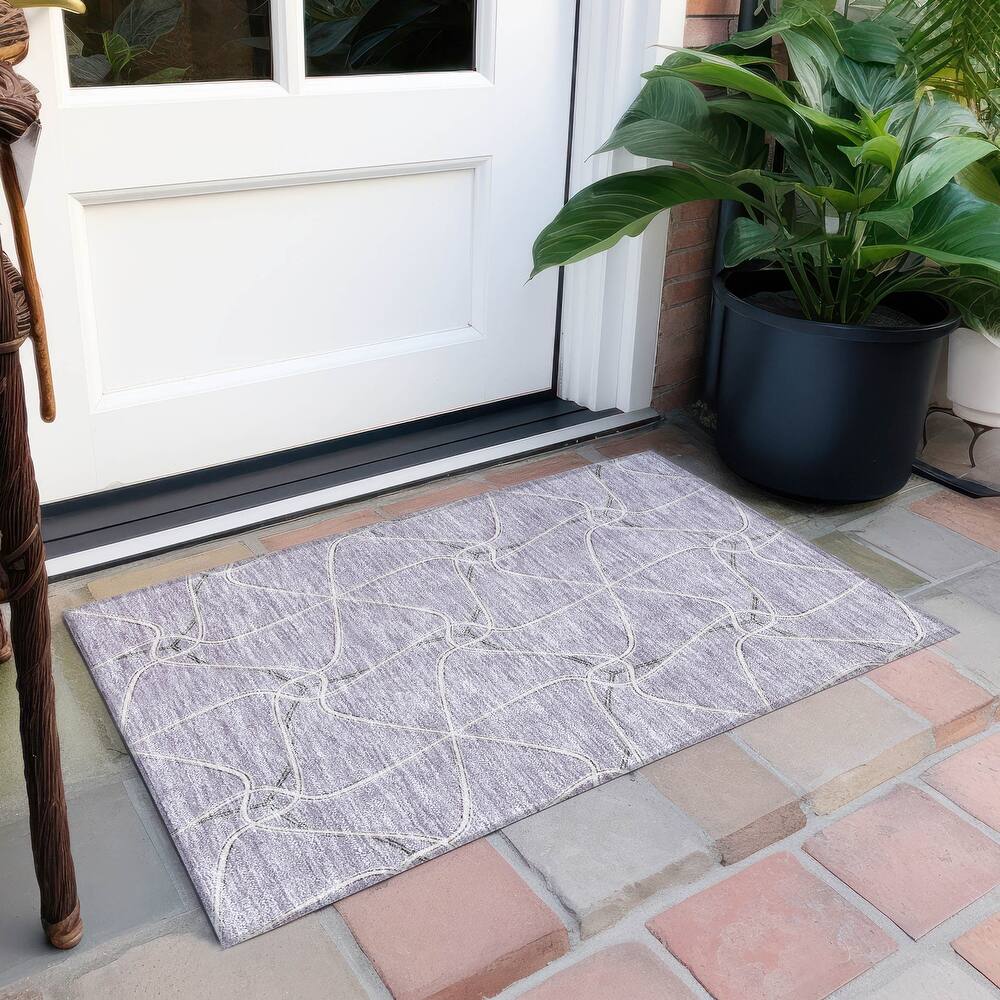 Machine Washable Indoor/ Outdoor Contemporary Links Chantille Rug