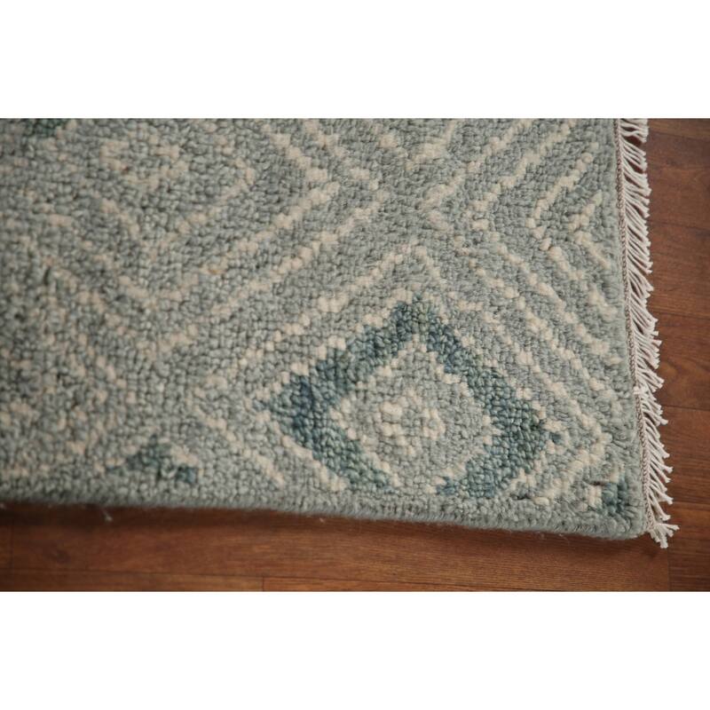 Gray & Green Moroccan Indian Area Rug Handmade Wool Carpet - 4'9"x 8'1"