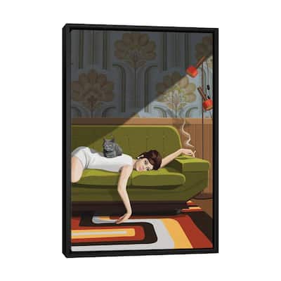 iCanvas "Waiting Game" by Artcatillustrated Framed Canvas Print