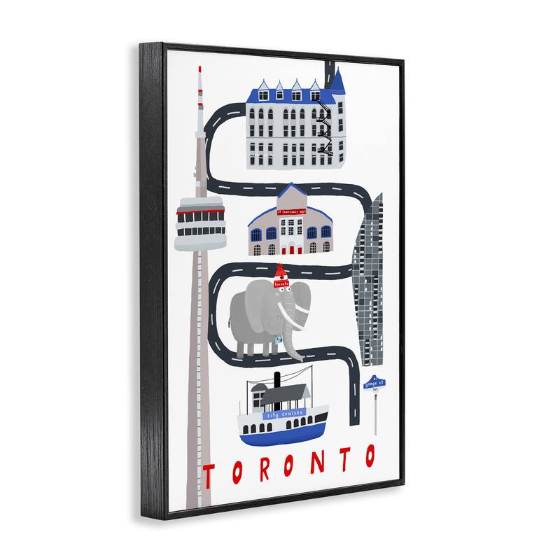 Stupell Toronto Whimsical Travel City Framed Giclee Art Design By Carla Daly