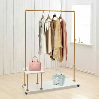 Gold Metal Freestanding Clothes Rack
