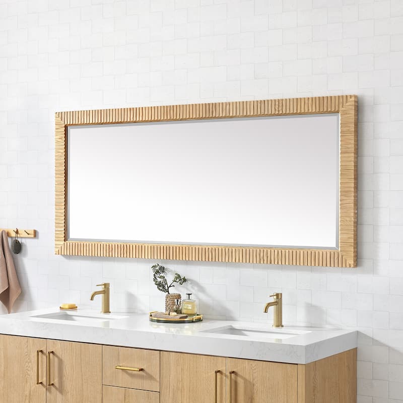 Osaka Rectangular Wood Framed Wall Bathroom Art Mirror