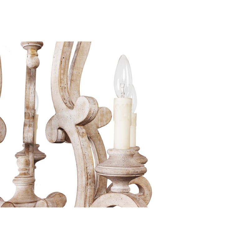 Cusp Barn Farmhouse Antique 5-Light Wood Candle Chandelier Empire Shabby Ceiling Light for Dining Room Entryway