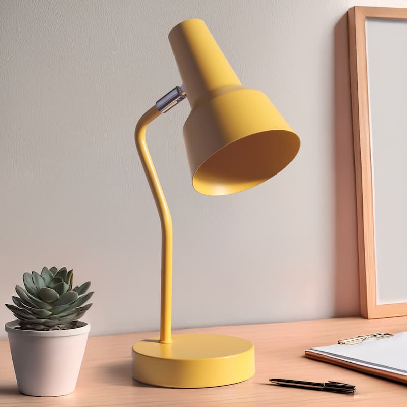 Metal Gooseneck Desk Lamp Adjustable Task Light for Home Office - 7.80 x 5.20 x 15.20 in. (L x W x H)