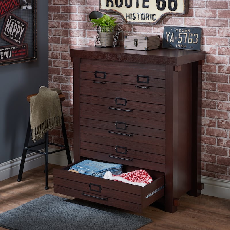 DH BASIC Rustic Espresso 42-Inch 6-Drawer Vertical Dresser by Denhour
